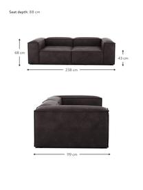 Divano componibile 3 posti in pelle riciclata Lennon, Rivestimento: pelle riciclata (70% pell, Struttura: legno di pino massiccio, , Piedini: plastica, Pelle grigio marrone, Larg. 238 x Prof. 119 cm