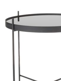 Tavolino pieghevole con piano in vetro Cupid, Struttura: ferro verniciato a polver, Nero, Ø 43 x Alt. 45 cm