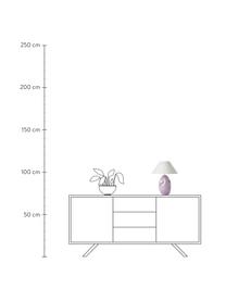 Lampada da tavolo in vetro opalino lilla Xilia, Paralume: tessuto, Base della lampada: vetro opalino, Lilla, bianco, Ø 40 x Alt. 18 cm