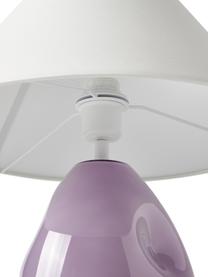 Lampada da tavolo in vetro opalino lilla Xilia, Paralume: tessuto, Base della lampada: vetro opalino, Lilla, bianco, Ø 40 x Alt. 18 cm