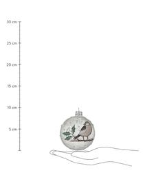 Pallina di Natale in vetro soffiato a bocca Birdy Ø 8 cm, 6 pz, Vetro, Trasparente, bianco, verde, marrone, Ø 8 cm