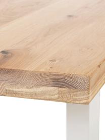 Ławka z drewna dębowego Oliver, Nogi: metal malowany proszkowo, Dzikie drewno dębowe, biały, S 180 x W 45 cm