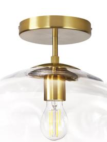 Deckenleuchte Amora aus transparentem Glas, Lampenschirm: Glas, Baldachin: Metall, gebürstet, Transparent, Messing, Ø 35 x H 28 cm