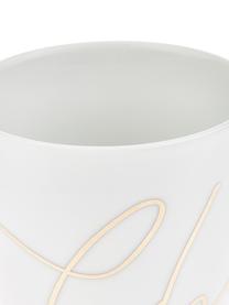 Tazas de porcelana Cheers, 4 uds., Porcelana, Blanco, latón brillante, Ø 9 x Al 10 cm, 380 ml