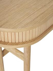 Wandtafel Calary met geribde voorzijde, Frame: middeldichte vezeplaat (M, Poten: massief eikenhout, FSC-ge, Licht hout, B 100 x H 80 cm