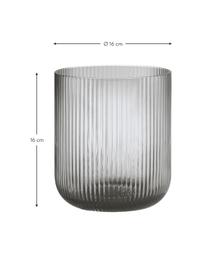 Windlicht Ven mit Rillenrelief aus Glas, Glas, Grau, transparent, Ø 16 x H 16 cm