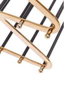 Metall-Schuhregal Walk mit 3 Ablageflächen, Gestell: Aluminium, pulverbeschich, Goldfarben, Schwarz, B 84 x H 55 cm