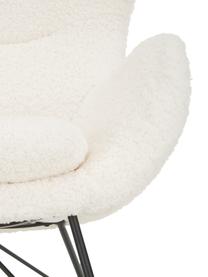 Fauteuil à bascule peluche Wing, Tissu peluche blanc crème, noir, larg. 77 x prof. 109 cm