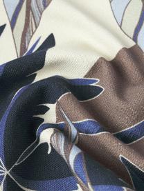 Federa arredo con motivo tropicale Miro, 100% cotone, Tonalità blu e marroni, Larg. 45 x Lung. 45 cm