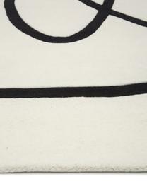 Alfrombra artesanal de lana Line, Parte superior: 100% lana, Reverso: 100% algodón La alfombra , Blanco crema, An 120 x L 180 cm (Tamaño S)