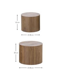 Tables basse rondes en bois Dan, 2 élém., Panneau en fibres de bois à densité moyenne (MDF) avec placage en bois de noyer, Bois foncé, Lot de différentes tailles