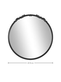 Okrągłe lustro ścienne z drewnianą ramą Francesca, Czarny, Ø 72 x G 2 cm