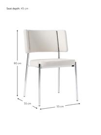 Chaises en tissu bouclé rembourrées Samantha, 2 pièces, Blanc cassé, argent, larg. 55 x prof. 55 cm