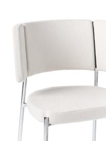 Krzesło tapicerowane bouclé Samantha, 2 szt., Tapicerka: bouclé (100% poliester) D, Nogi: metal malowany proszkowo, Złamana biel bouclé, srebrny, S 55 x G 55 cm