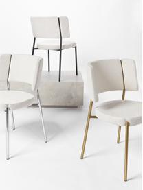 Bouclé gestoffeerde stoelen Samantha, 2 stuks, Bekleding: bouclé (100 % polyester) , Poten: metaal, gecoat, Bouclé Off White, zilverkleurig, B 55 x H 55 cm