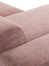 Divano angolare a 3 posti in velluto a coste Melva, Rivestimento: velluto a coste (92% poli, Struttura: legno di pino massiccio, , Piedini: plastica, Velluto a coste rosa, Larg. 239 x Prof. 143 cm, chaise-longue a sinistra