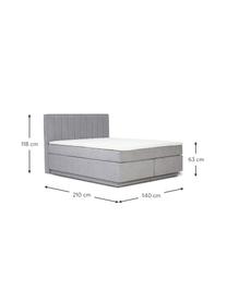 Kontinentální postel s úložným prostorem Livia, Světle šedá, Š 180 x D 200 cm, stupeň tvrdosti 3