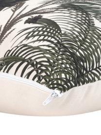 Kissenhülle Balu mit Palmenprint, 100% Baumwolle, Ecru, Grün, B 40 x L 40 cm