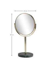Specchio cosmetico con base in marmo Ramona, Cornice: metallo, Superficie dello specchio: lastra di vetro, Dorato, verde, Ø 20 x Alt. 34 cm