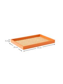 Deko-Tablett Carina mit Wiener Geflecht, Ablagefläche: Rattan, Rand: Mitteldichte Holzfaserpla, Orange, B 35 x H 3 cm