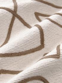 Housse de coussin 45x45 coton brodé avec décorations abstraites Maree, 100 % coton, Beige, gris, larg. 45 x long. 45 cm