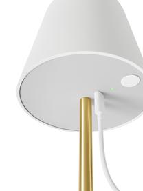 Dimbare tafellamp Fausta met USB-aansluiting, Lampenkap: kunststof, Lampvoet: gecoat metaal, Goudkleurig, wit, Ø 13 x H 37 cm