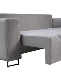 Sofá cama de terciopelo Byron (3 plazas), con espacio de almacenamiento, Tapizado: terciopelo de poliéster A, Estructura: madera de pino maciza, ma, Patas: metal pintado, Terciopelo gris claro, An 250 x F 105 cm