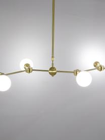 Grote hanglamp Aurelia goudkleurig, Baldakijn: vermessingd metaal, Wit, messingkleurig, B 110 x H 60 cm