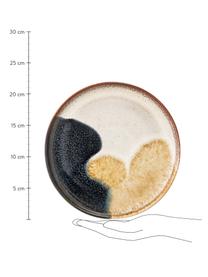 Handgemachte Frühstücksteller Jules, 2 Stück, Steingut, Beigetöne, Brauntöne, Blau, Ø 22 cm
