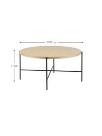 Kulatý konferenční stolek Mica, Světlé dřevo, černá, Ø 82 cm