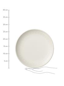 Assiettes plates avec motif à rayures Zabelle, 4 pièces, Grès cérame, Blanc crème, beige, Ø 27 x haut. 3 cm