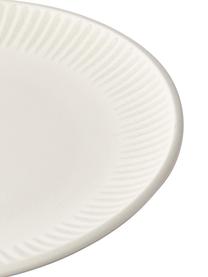 Assiettes plates avec motif à rayures Zabelle, 4 pièces, Grès cérame, Blanc crème, beige, Ø 27 x haut. 3 cm