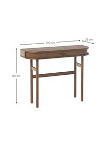 Wandtafel Calary met geribde voorzijde, Frame: MDF en multiplex met eike, Poten: massief eikenhout, FSC-ge, Walnoothout optiek, B 100 x H 80 cm