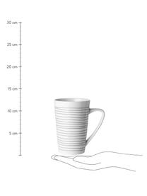 XL-Tassen Eris Loft mit Liniendekor, 4 Stück, Porzellan, Weiß, Schwarz, Ø 9 x H 13 cm, 430 ml