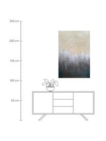 Handbemaltes Leinwandbild Sandy Abstract, Bild: Leinwand, Blautöne, Goldfarben, B 84 x H 120 cm