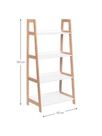 Estantería escalera Brooklyn, Estructura: madera de bambú, Estantes: tablero de fibras de dens, Beige, blanco, An 62 x Al 130 cm