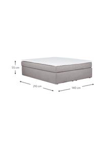 Letto boxspring senza testiera Enya, Materasso: nucleo a 5 zone di molle , Struttura: legno di pino massiccio, , Piedini: plastica, Tessuto grigio, 140 x 200 cm, grado di durezza H2