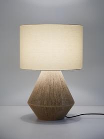 Lampa stołowa z juty w stylu boho Cecillia, Stelaż: metal malowany proszkowo, Brązowy, biały, Ø 32 x W 48 cm