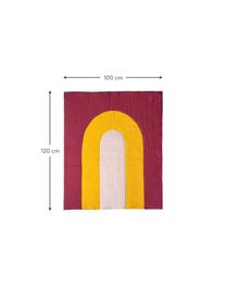 Mušelínový pléd s motivem duhy Cherry Pie, 100 % bavlněný mušelín, Červená, žlutá, růžová, Š 100 cm, D 120 cm