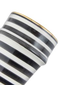 Ręcznie wykonany kubek Assiette, Ceramika, Czarny, odcienie kremowego, złoty, Ø 8 x W 11 cm, 300 ml