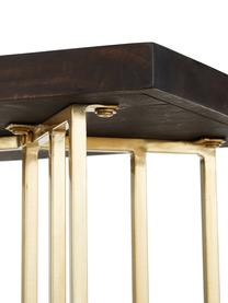 Consolle con piano in legno massiccio Luca, Struttura: metallo rivestito, Legno di mango, dorato, Larg. 100 x Prof. 35 cm
