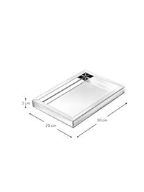Dekotablett Melvin mit Spiegeleffekt, Tablett: Glas, Mitteldichte Holzfa, Unterseite: Samt (100 % Polyester), Chromfarben, B 30 x T 20 cm