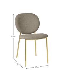 Krzesło tapicerowane bouclé Ulrica, 2 szt., Tapicerka: bouclé (100% poliester) D, Nogi: metal powlekany, Beżowy bouclé, odcienie złotego, S 47 x G 61 cm