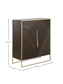 Highboard Harry aus massivem Mangoholz, Korpus: Massives Mangoholz, lacki, Mangoholz, Goldfarben, B 100 x H 120 cm