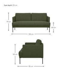 Sofa Fluente (2-Sitzer) mit Metall-Füßen, Bezug: 100% Polyester Der hochwe, Gestell: Massives Kiefernholz, FSC, Füße: Metall, pulverbeschichtet, Webstoff Dunkelgrün, B 166 x T 85 cm