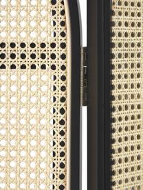 Standspiegel Aura mit Rattan-Paravent, Rahmen: Mitteldichte Holzfaserpla, Wiener Geflecht: Rattan, Spiegelfläche: Spiegelglas, Schwarz, Hellbraun, B 172 x H 180 cm