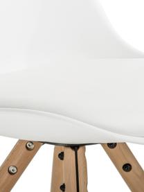 Kunststoffstühle Max mit gepolsterter Sitzfläche in Weiß, 2 Stück, Sitzfläche: Kunstleder, PVC-Kunststof, Beine: Buchenholz, Weiß, B 46 x T 54 cm