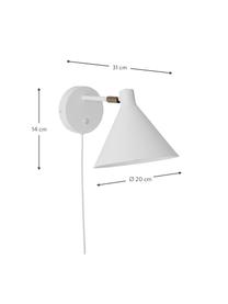Wandlamp Jordan met stekker, Lampenkap: gecoat metaal, Wit, B 20 x D 31 cm