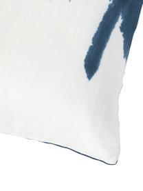 Funda de cojín de seda Aryane, Parte delantera: 100% seda, Parte trasera: 100% algodón, Blanco, azul, An 45 x L 45 cm