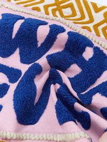 Poszewka na poduszkę z haftem Whatever, Blady różowy, brunatnożółty, niebieski, S 30 x D 50 cm